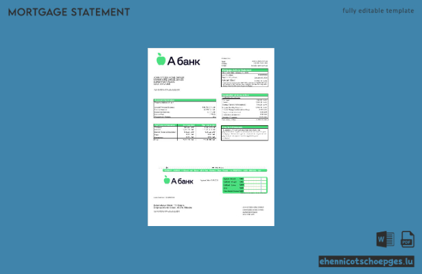 Beispielansicht eines Hypothekenauszugs der ukrainischen A-Bank in Word- und PDF-Formaten